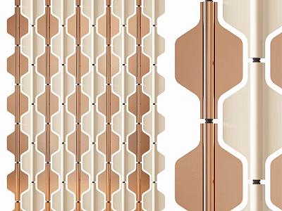 Modern Decorative Room Divider With Beige Copper Geometric Wave Pattern For Home Interior 3d model