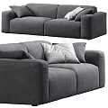 Comfortable Gray Two Seater Sofa With Soft Fabric And Decorative Pillows 3d model