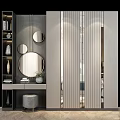 Modern Wardrobe Design With Sliding Doors Round Mirrors And Ambient Lighting 3d model