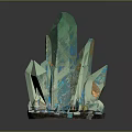 Green Transparent Crystal Cluster With Prismatic Sharp Edges And Brown Base
