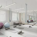 Modern Fitness Bar Interior Design With Circular Lights And Plants
