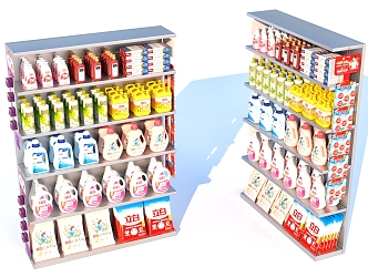 Washing powder laundry detergent shelf advertising rack supermarket goods 3d model