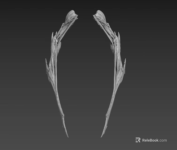 Detailed Mythical Creature Horns Skeletal Structure 3D Model Symmetrical Design 3d model 