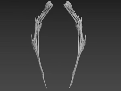 Detailed Mythical Creature Horns Skeletal Structure 3D Model Symmetrical Design 3d model