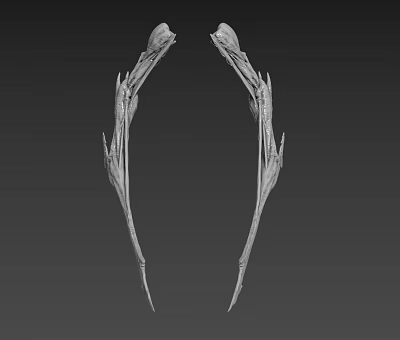 Detailed Mythical Creature Horns Skeletal Structure 3D Model Symmetrical Design 3d model