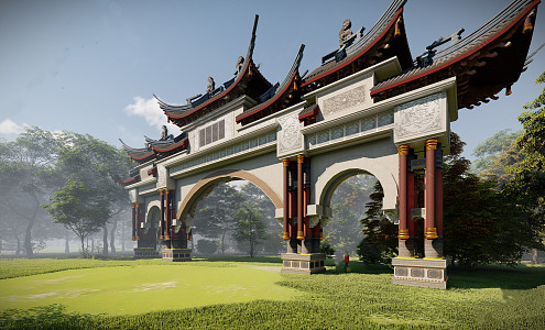 Chinese style archway 3d model