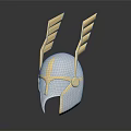 Ancient Silver and Gold Winged Warrior Helmet with Shiny Metallic Design
