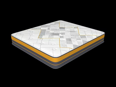Modern Mattress With Geometric Pattern White Surface And Yellow Gray Edges 3d model
