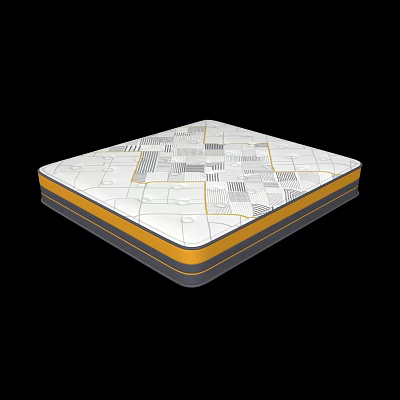 Modern Mattress With Geometric Pattern White Surface And Yellow Gray Edges 3d model