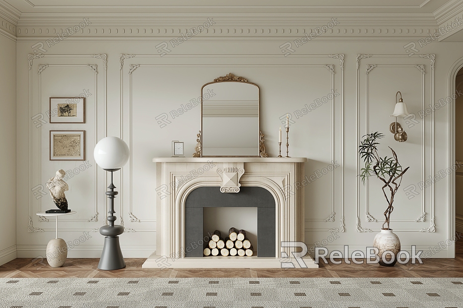 French fireplace fireplace background wall model