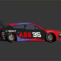 Red Pink ABB 36 Race Car Featuring Rear Wing And Direct Branding