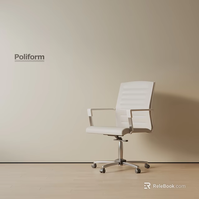 White Poliform Office Chair With Metal Armrest And Swivel Casters Modern Design 3d model 