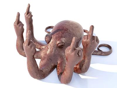 Rustic Octopus Sculpture With Finger Shaped Tentacles And Artistic Design 3d model