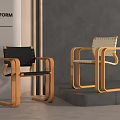 Modern Two Tone Dining Chairs with Wooden Frame and Woven Back Seat Design