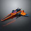 Orange Streamlined Spaceship Model With Black Accents Cockpit And Shiny Surface Design 3d model