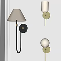 Modern Wall Lamps With Golden Base Beige Shade And White Globe Design