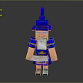 Minecraft Style Character In Blue Outfit And Hat With White Beard Holding Scroll