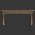 Vintage Wooden Table Featuring Worn Distressed Top And Sturdy Wood Legs