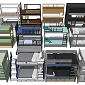 Various Bunk Bed Designs With Multiple Colors Ladder And Storage Features 3d model