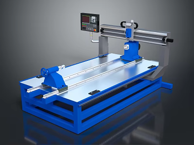 Blue Industrial Workbench Machine With Digital Display And Metal Frame For Precision Machining 3d model