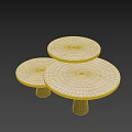 Modern Coffee Table Set With Round Light Colored Tops And Dark Conical Bases 3d model