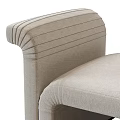 Modern Sofa Bench With Light Beige Fabric Curved Structure And Stitched Accents