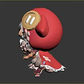 Chibi Game Movie Character With Red Hood Flower Decorations Green Eyes And Lace Details