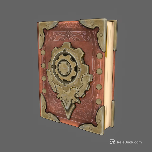 Vintage Book Decorative Cover With Metal Gear Design Ornate Embossed Patterns And Antique Style Binding 3d model 