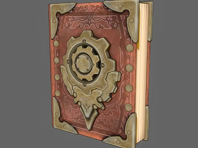 Vintage Book Decorative Cover With Metal Gear Design Ornate Embossed Patterns And Antique Style Binding 3d model