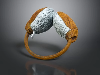 Premium Ergonomic Headphones Audio with Circular Design and Brown White Woven Texture 3d model