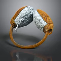 Premium Ergonomic Headphones Audio with Circular Design and Brown White Woven Texture