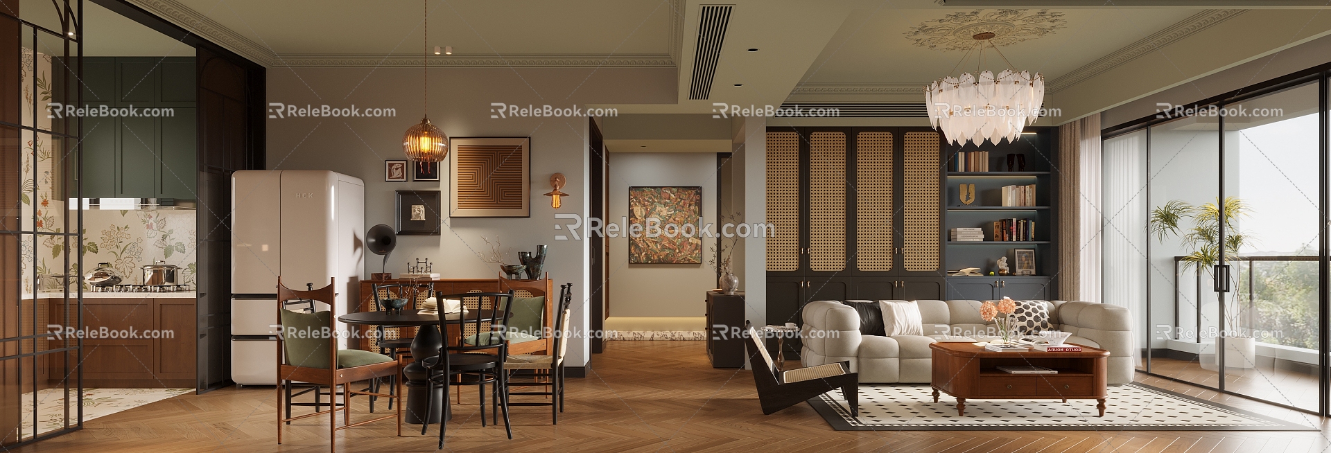 French Middle Style Restaurant 3d model