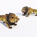Decorative Ornament Set with Two Roaring Lion Figurines for Home Decoration