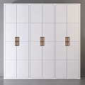 Modern White Chest of Drawers With Multiple Doors And Sleek Brass Handles