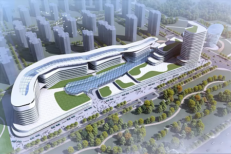Modern Commercial Complex Shopping Mall Office Building Office Building 3d model