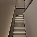 Modern Staircase Design With Wooden Handrail And LED Step Lighting