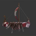Viking Style Playground Equipment With Decorative Dragon Pattern Red White Sail And Spears