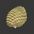 Vibrant Pine Cone with Yellow and Blue Accents and Scaly Texture on Black Background