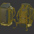 Blue Gray Outdoor Backpacks With Yellow Base And Adjustable Straps 3d model