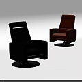 Modern Single Sofa in Black and Brown with Swivel Base and Contemporary Design