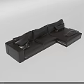 Modern Black Leather L shaped Leisure Sofa Set With Comfortable Cushions 3d model
