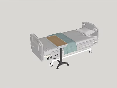 Adjustable Medical Bed With Mattress Pillow And Side Table For Hospital Use 3d model