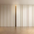 Modern Interior With Vertical Panel Walls And Herringbone Wooden Floor