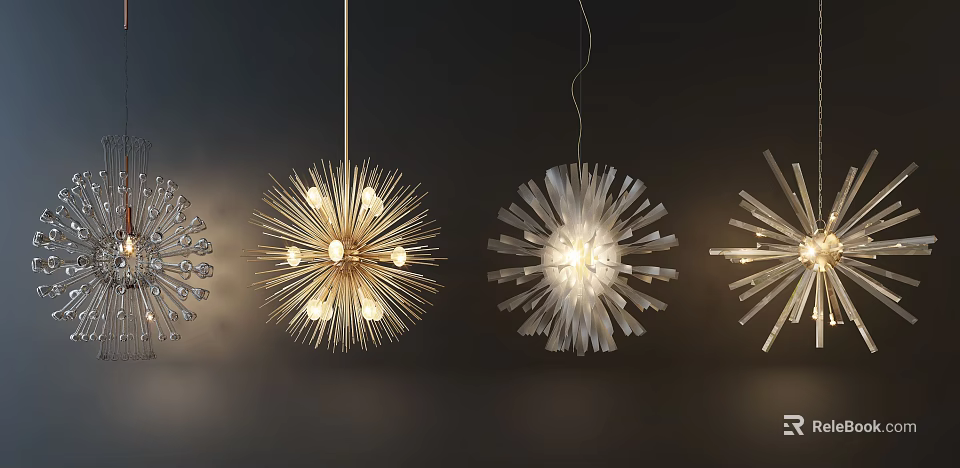 Unique Shaped Pendant Lights With Artistic Designs And Metallic Accents For Modern Interior Spaces 3d model 