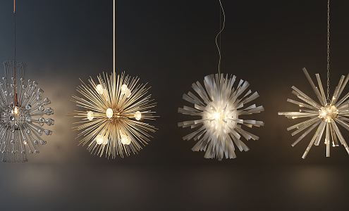 Modern special-shaped chandelier fashion simple metal spherical glass chandelier combination 3d model