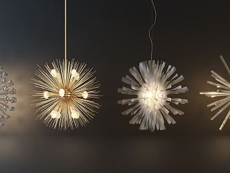 Modern special-shaped chandelier fashion simple metal spherical glass chandelier combination 3d model