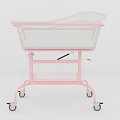 Pink Baby Bassinet With Transparent Mesh Sides White Mattress And Bottom Storage Basket On Wheels