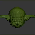 Green Fictional Creature Character Head With Large Ears And Detailed Facial Features