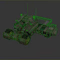 Mechanical Tank with Heavy Tread Tracks Mounted Cannons Antenna Arrays and Industrial Metal Texture