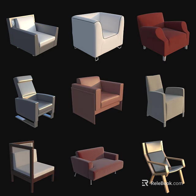 Leisure Sofa Combination Featuring Multiple Styles And Assorted Colors For Living Room 3d model